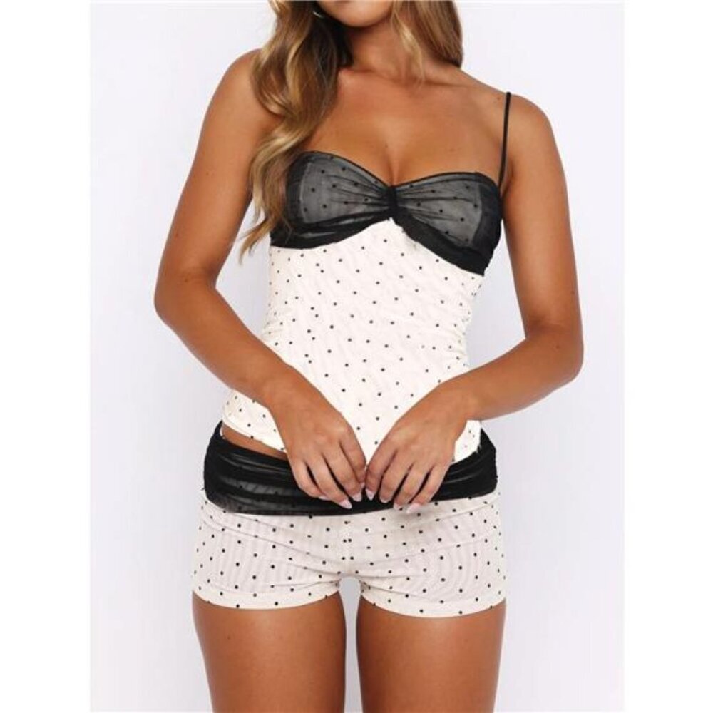 Polka Dot Mesh Cami & Shorts Set - Picture 8 of 10